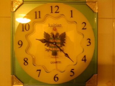 clock with sticker